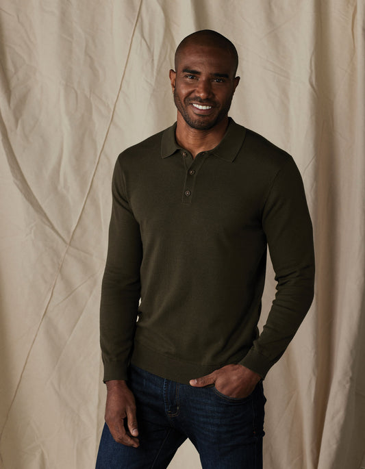 Robles Knit Long Sleeve Polo in Alpine