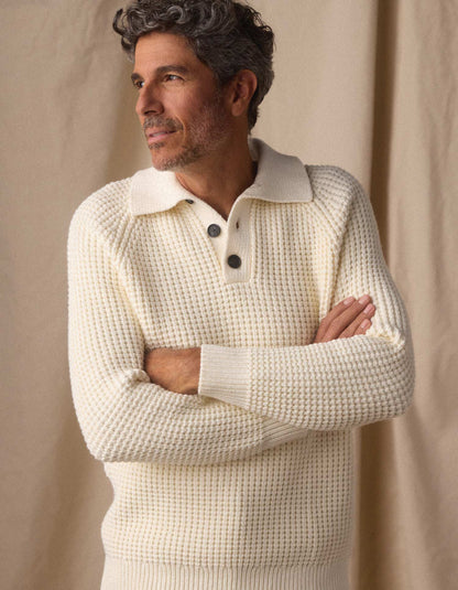 Waffle Sweater Popover in Ivory