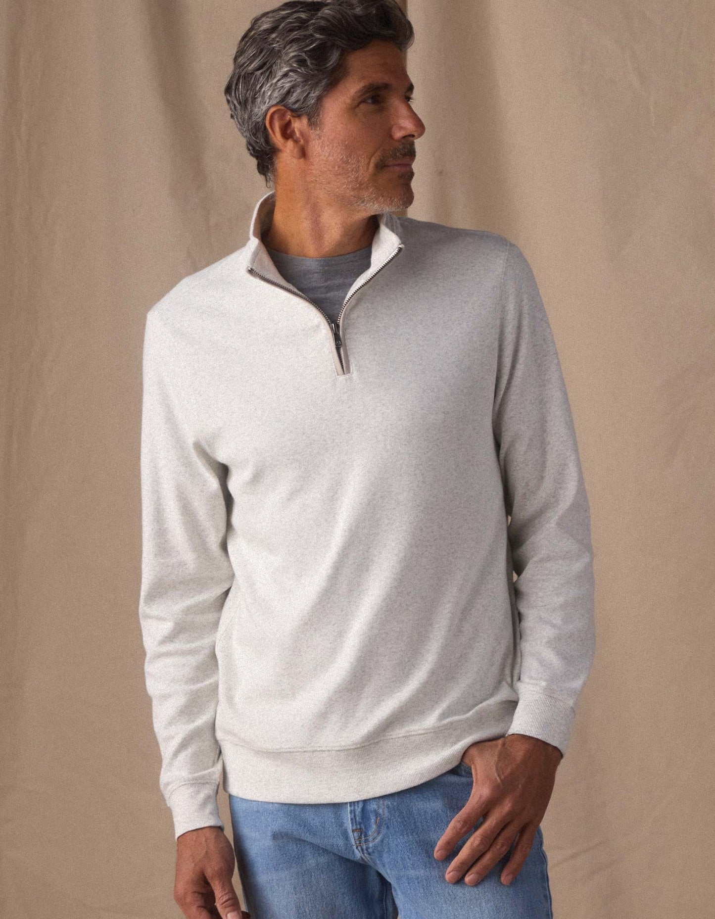 Puremeso Weekend Quarter Zip in Stone