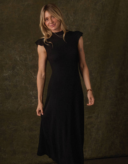 June Midi Sweater Dress in Black