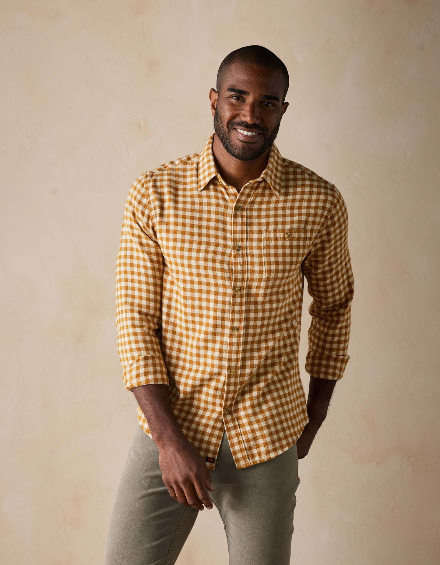 Hudson Double Brushed Flannel in Honey Plaid