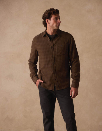 Hudson Double Brushed Flannel in Olive Plaid