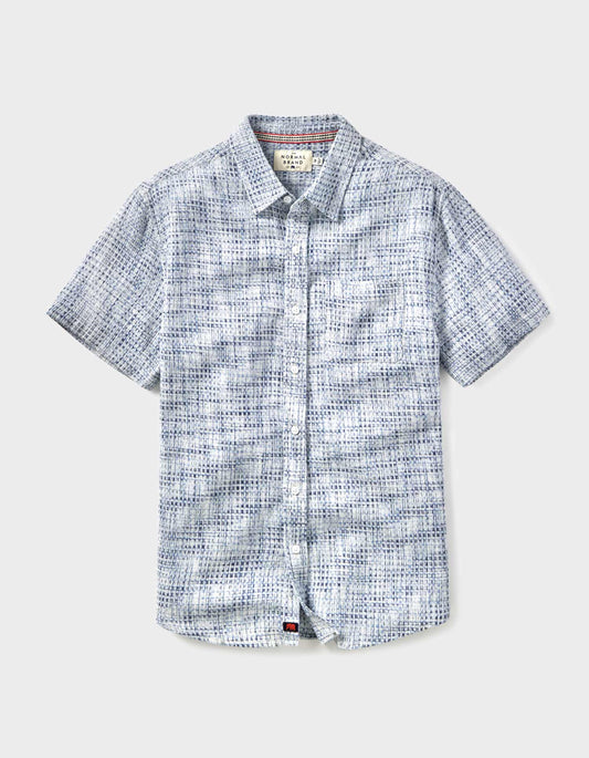 Freshwater Short Sleeve Button Up Shirt in Blue Multi