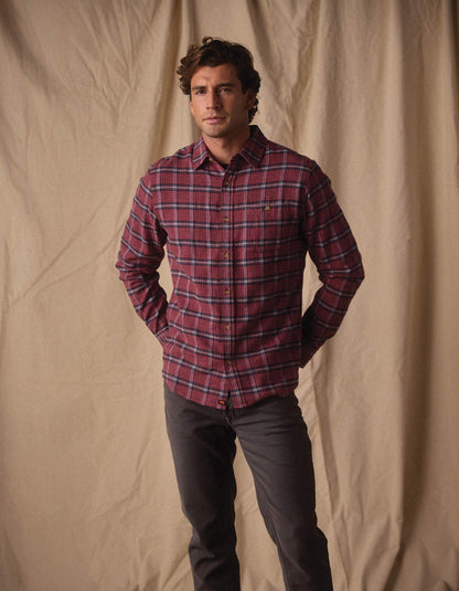 Hudson Double Brushed Flannel in Mineral Red Plaid