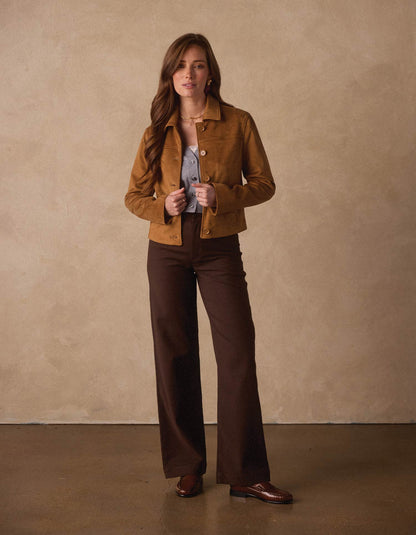 Comfort Terry Wide Leg Pant in Dark Brown