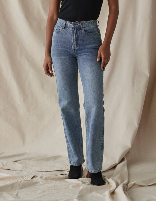 Hi-Rise Straight Jean in Medium Wash