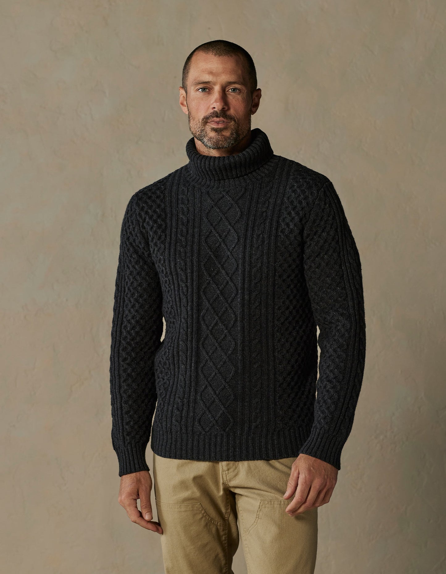 Cable Knit Rollneck Sweater in Charcoal