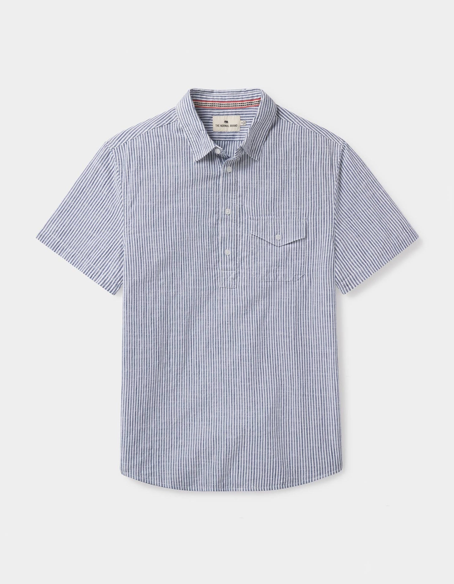 Lived-In Cotton Popover in Navy Railroad Stripe