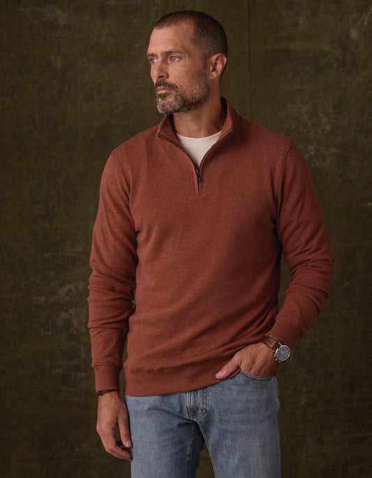 Puremeso Weekend Quarter Zip in Spiced Brandy