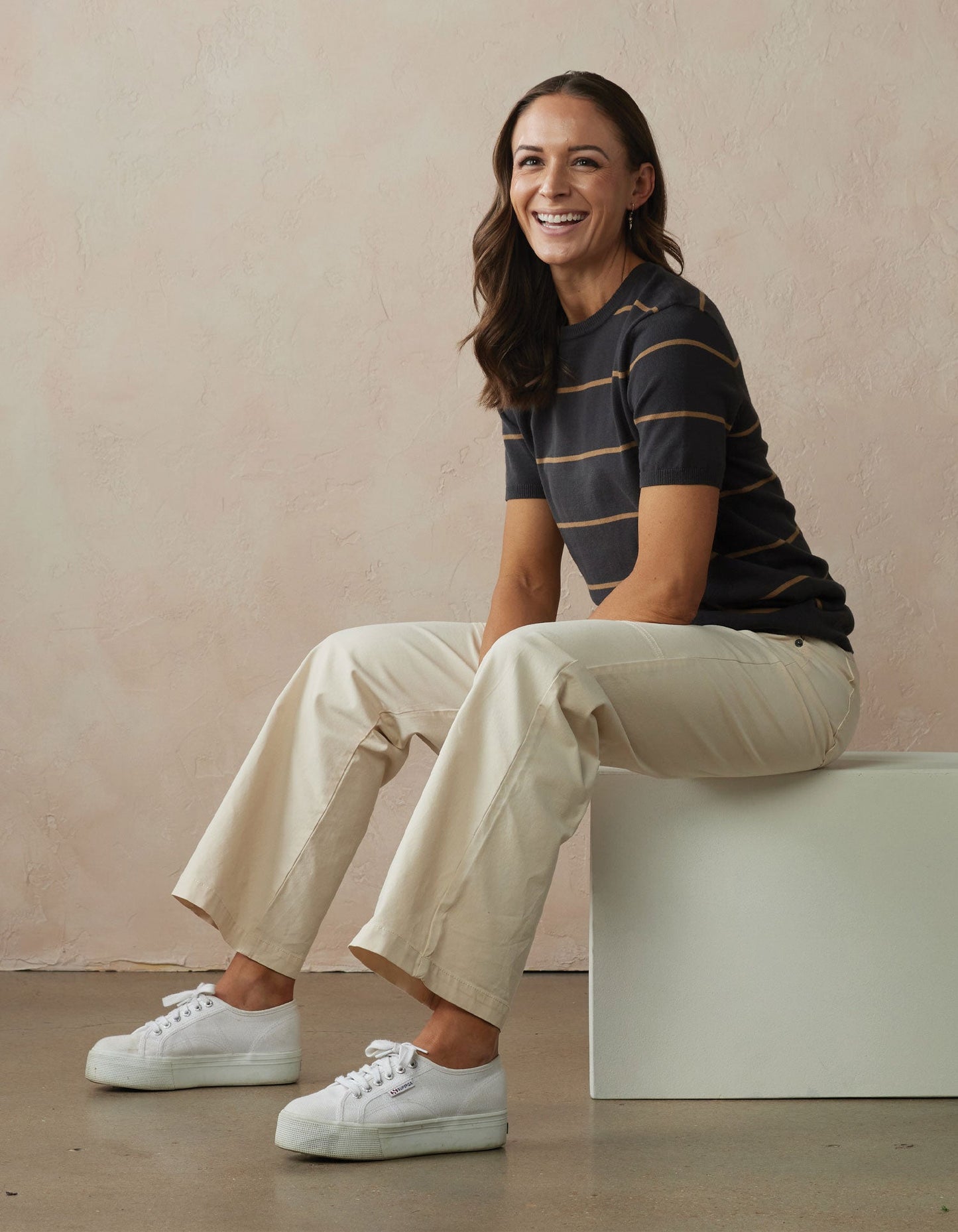 Wanderlust Striped Tee in Bronze Stripe