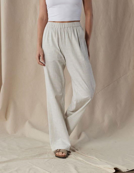 Lived-In Cotton Trouser in Jute Railroad Stripe