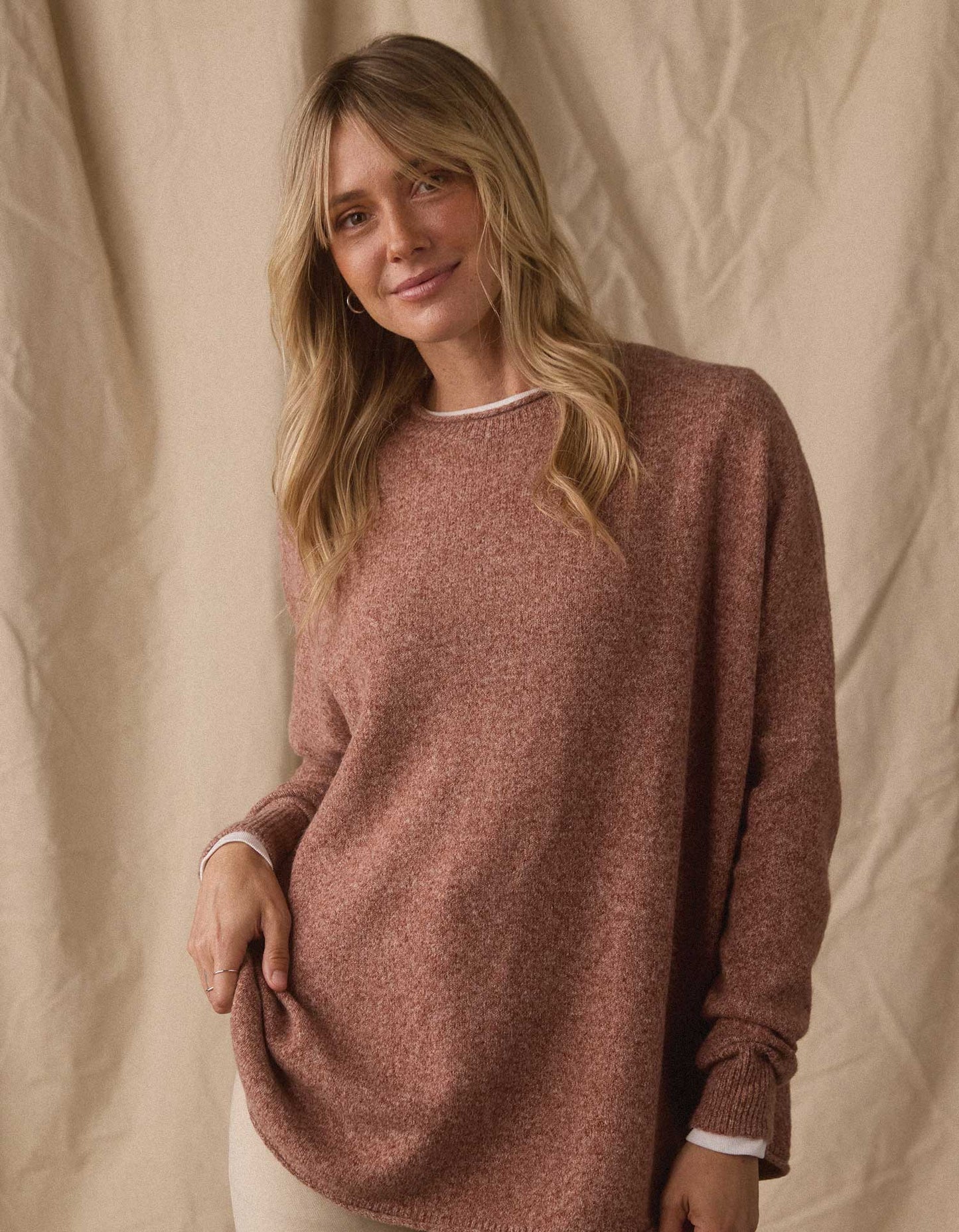 Marianna Crewneck Sweater in Mineral Red