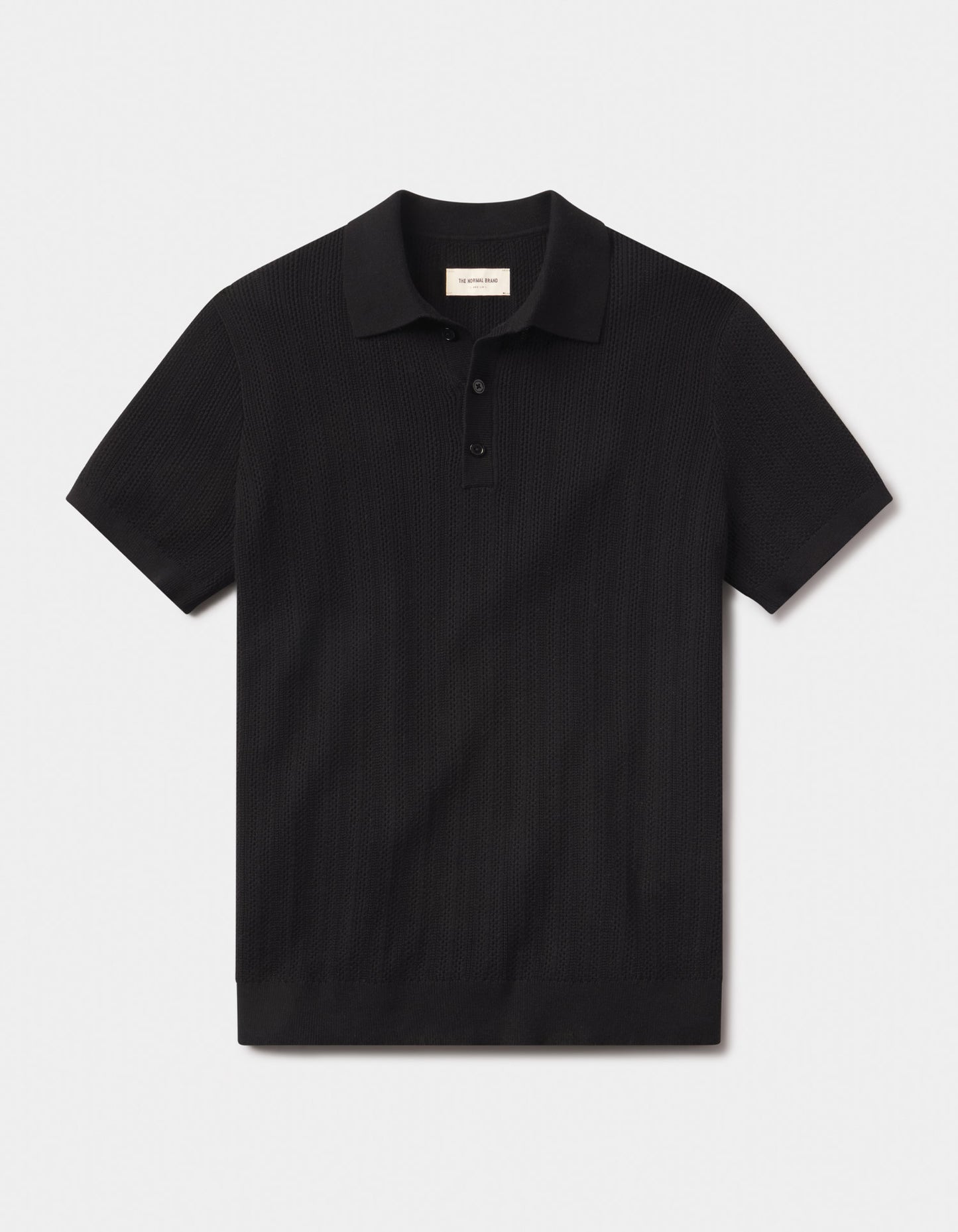 Robles Textured Knit Polo in Black