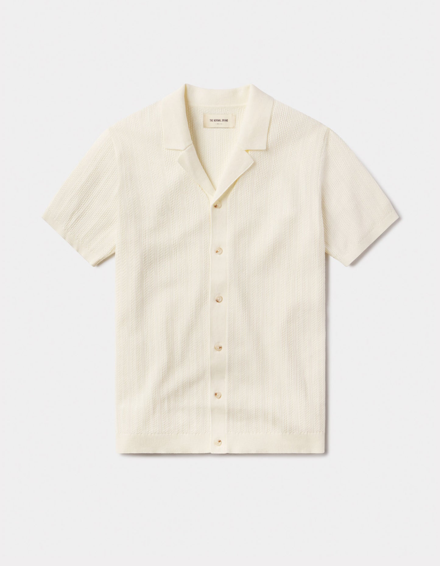 Robles Textured Knit Camp Button Up in Ivory