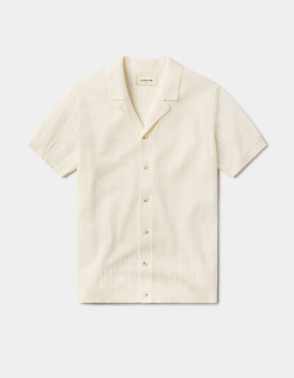Robles Textured Knit Camp Button Up in Ivory