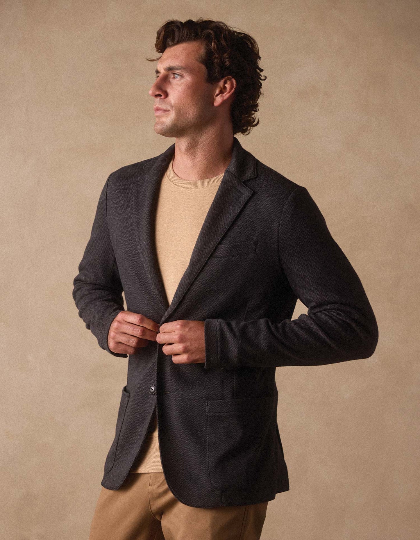 Stretch Knit Blazer in Charcoal