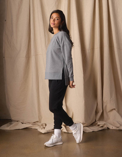 Fleece Puremeso Splitside Pullover in Heather Grey