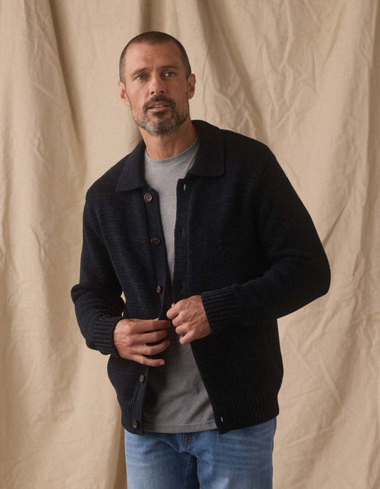 Pub Sweater Jacket in Navy / Grey Nep