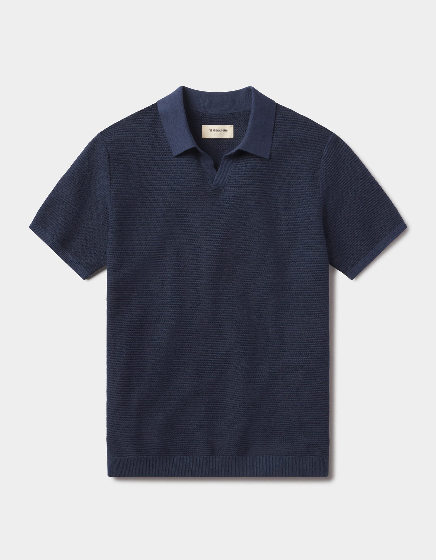 Robles Birdseye Knit Polo in Denim/Dark Navy