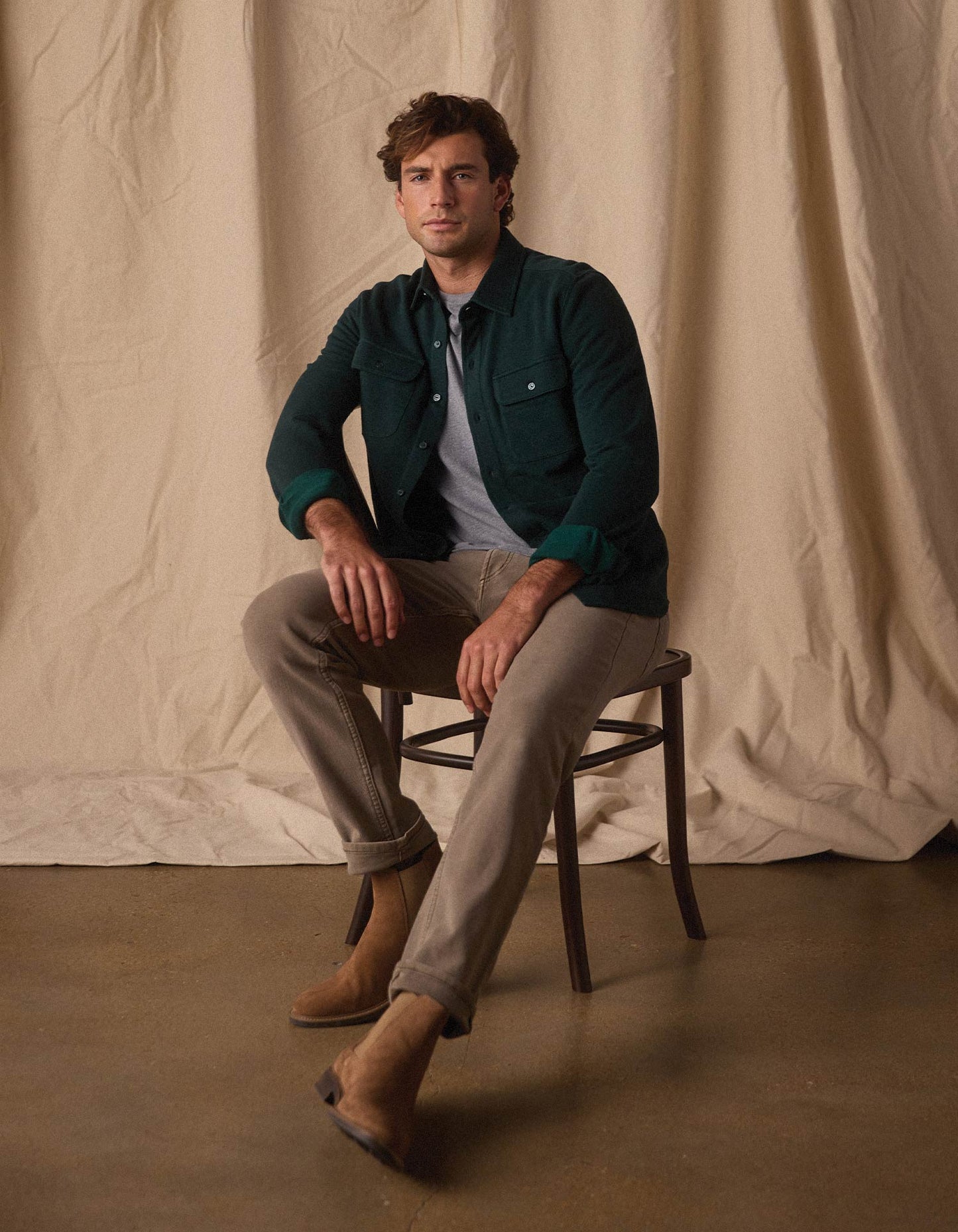 Textured Knit Shirt in Emerald