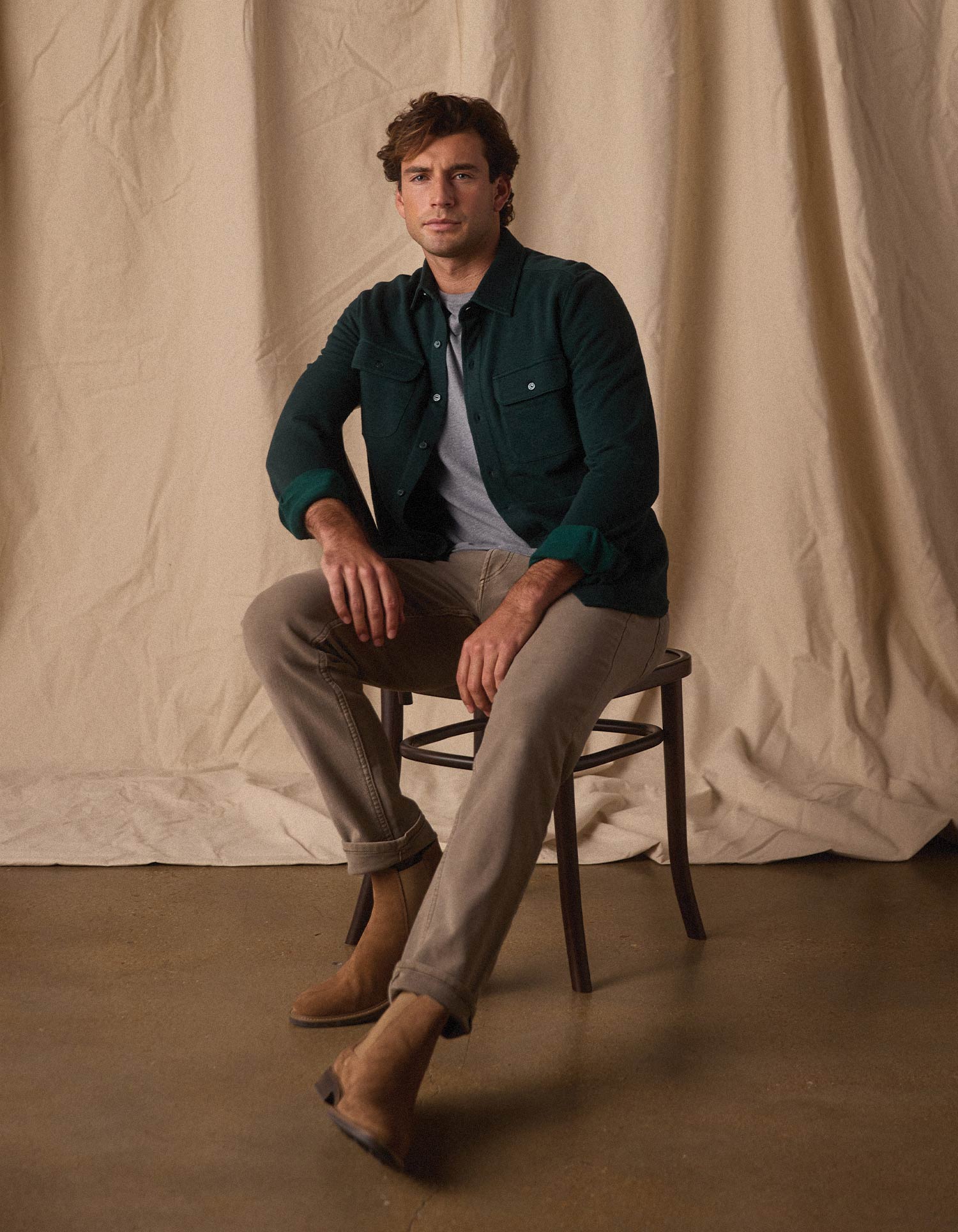 The Normal Brand | Textured Knit Shirt | Green - Emerald / Large
