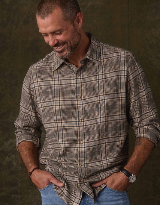 Owen Lightweight Button Up in Slate Blue Plaid