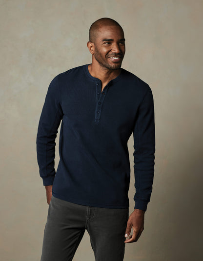 Vintage Thermal Mountain Henley in Dark Indigo