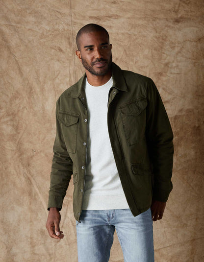 James Canvas Military Jacket in Dusty Olive