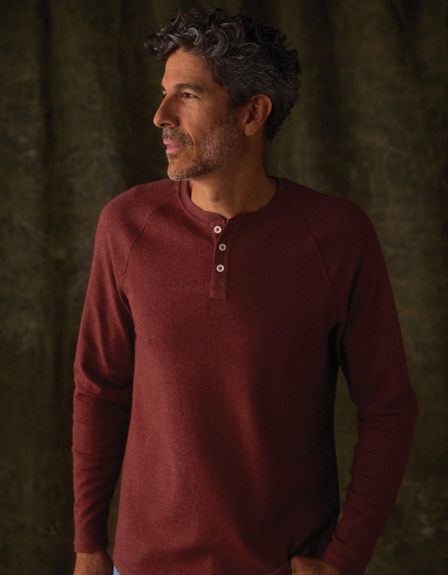 Puremeso Everyday Henley in Redwood