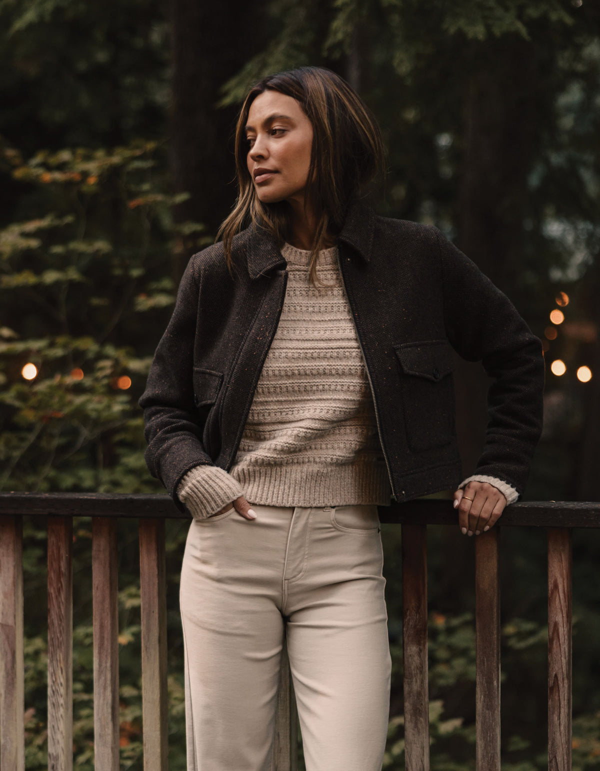 Anne Tweed Jacket in Dark Brown Multi