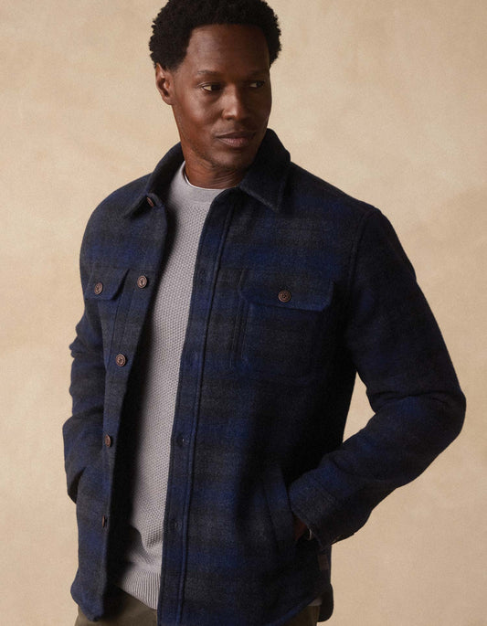 Brightside Flannel Lined Workwear Jacket in Navy Plaid