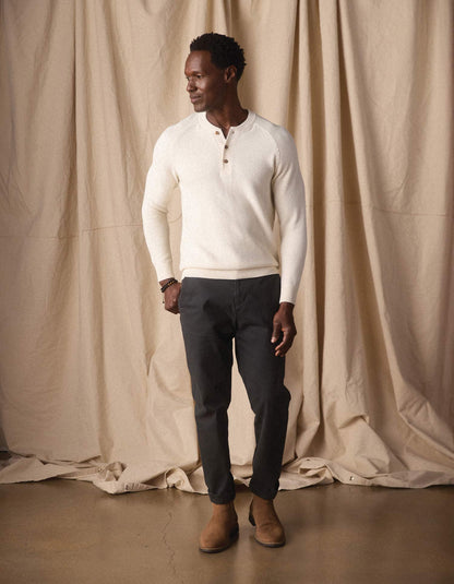 COOLMAX® Textured Sweater Henley in Ivory