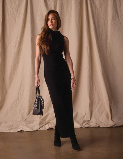 Eloise Column Dress in Black