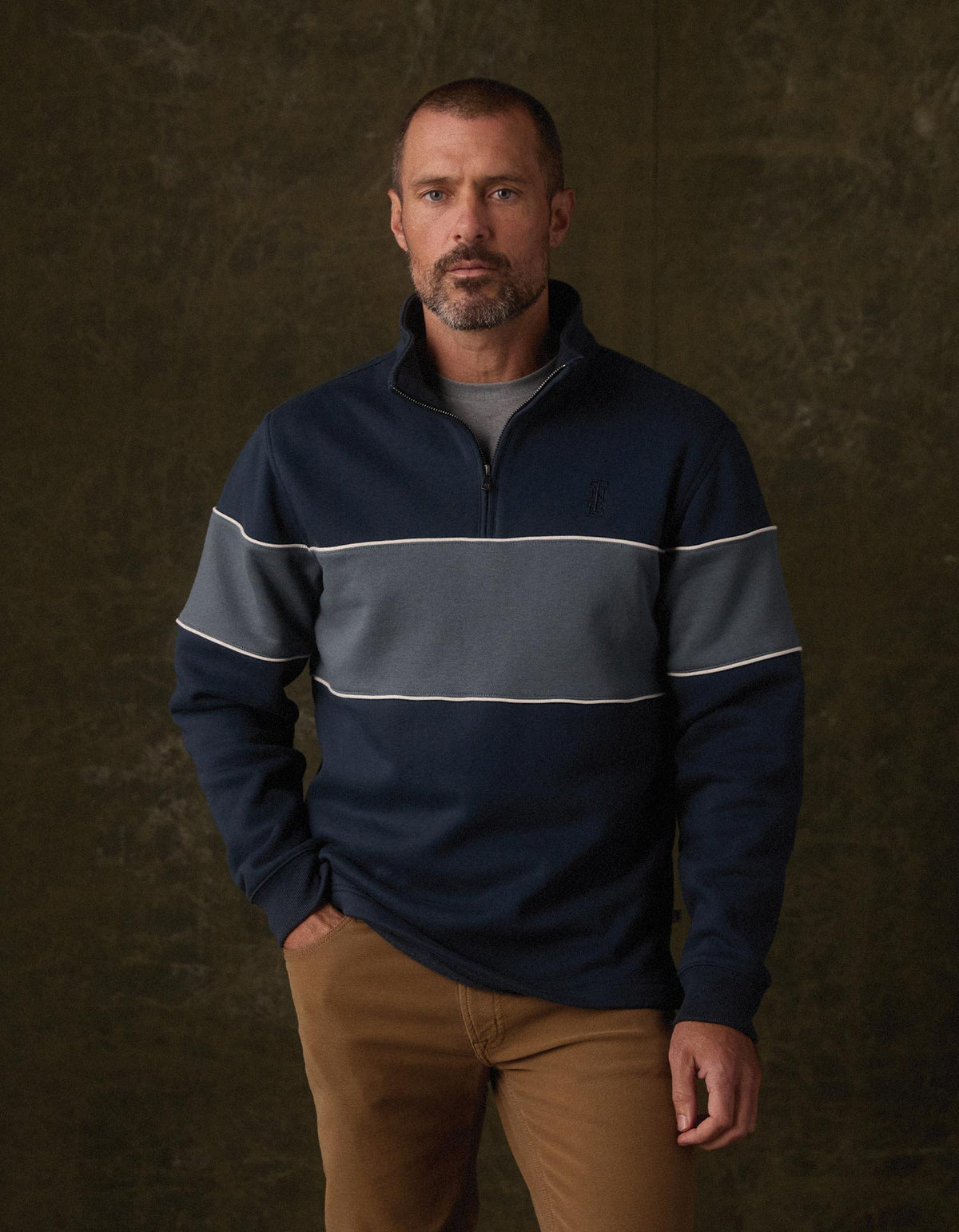 Normal Fleece Retro Quarterzip in Waterloo/Shale Blue
