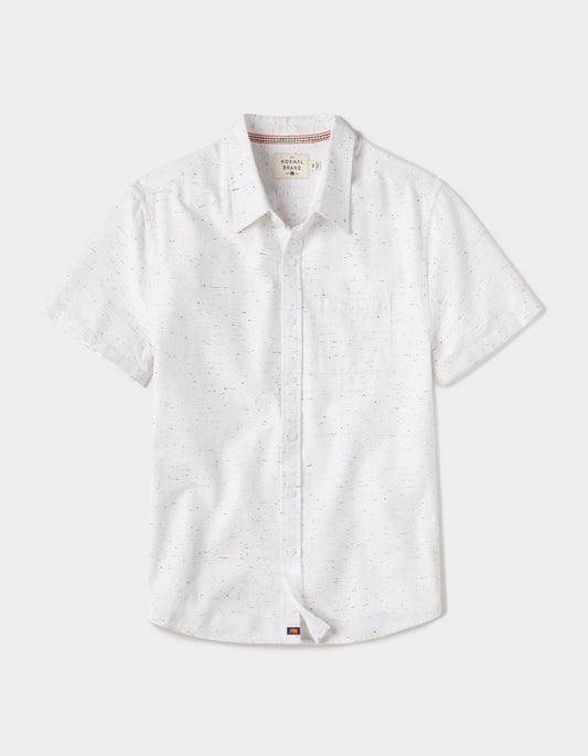 Freshwater Short Sleeve Button Up Shirt in White Nep