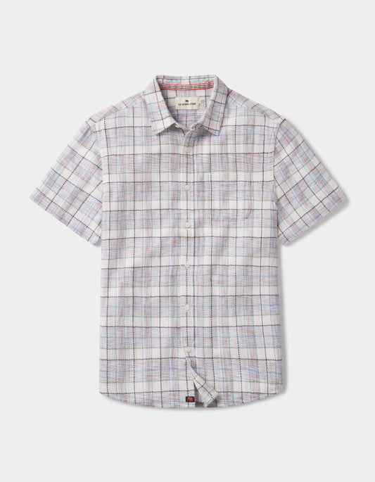 Freshwater Short Sleeve Button Up Shirt in Clear Sky Plaid