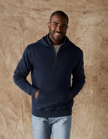 Jackie Premium Fleece Quarter Zip Hoodie in Dark Indigo