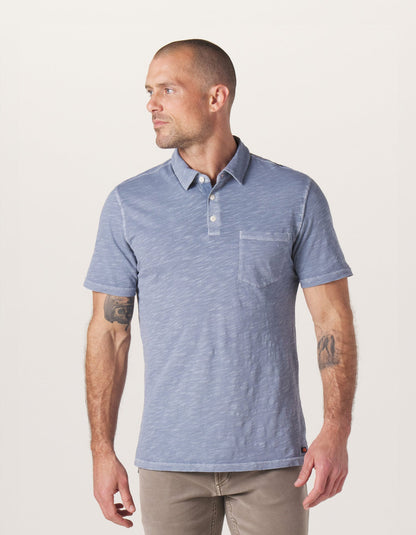 Vintage Slub Pocket Polo in Light Indigo