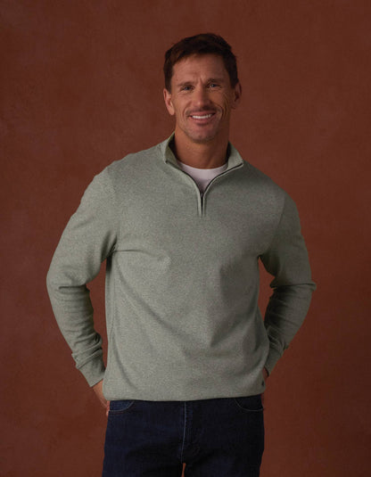 Puremeso Weekend Quarter Zip in Sea Glass