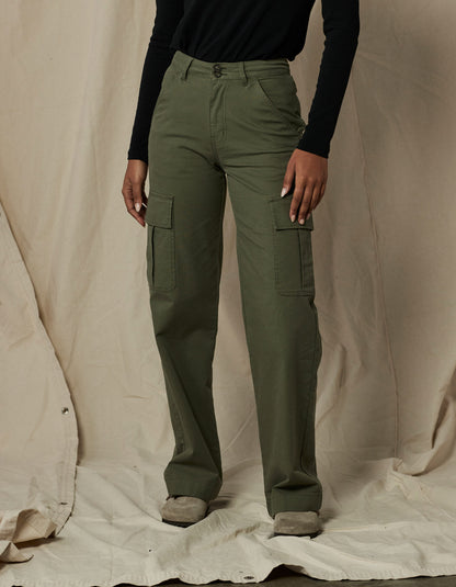 James Canvas Cargo Trouser in Dusty Olive