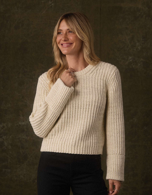 Willow Marled Crewneck Sweater  in Cream Marl