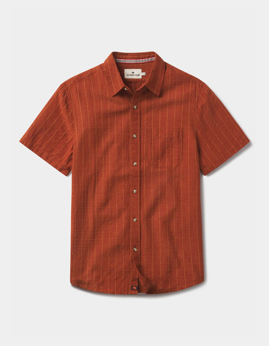 Freshwater Short Sleeve Button Up Shirt in Oasis Dark Ginger