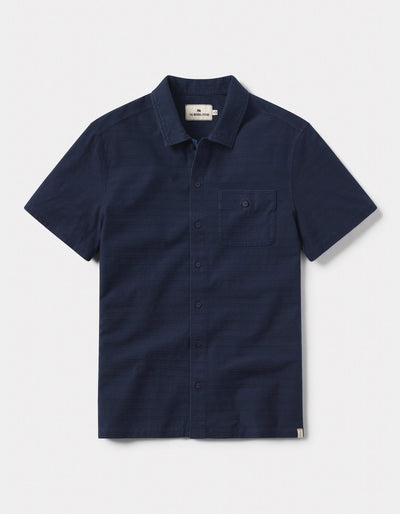 Sequoia Jacquard Button Down in Navy Laydown