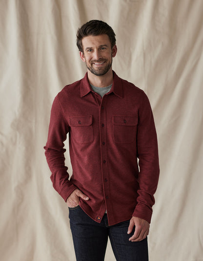 Textured Knit Shirt in Scarlet