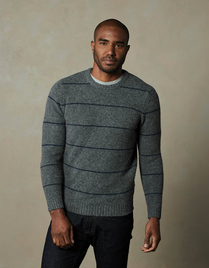 Homebound Crewneck Sweater in Grey Stripe