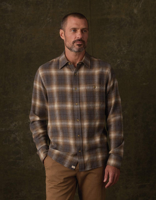 Hudson Double Brushed Flannel in Heathered Grey Plaid