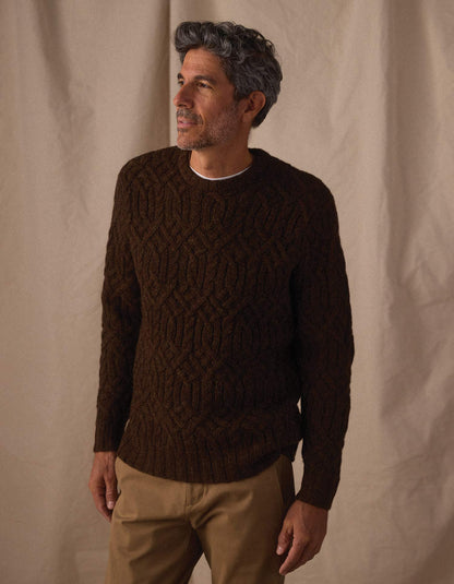 Trellis Cable Pullover in Dark Brown