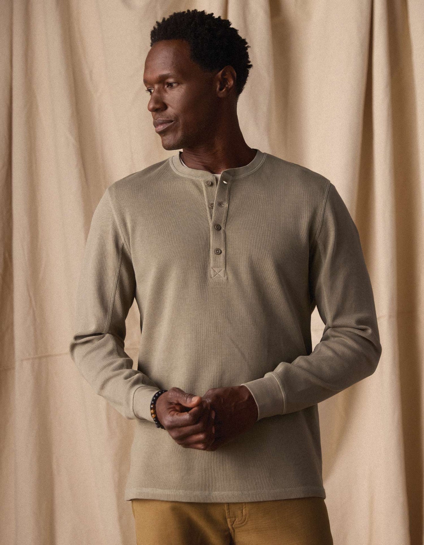 Vintage Thermal Mountain Henley in Moss