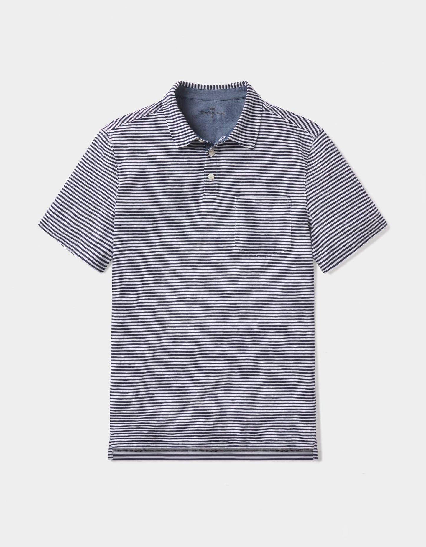 Vintage Slub Pocket Polo in Navy Stripe