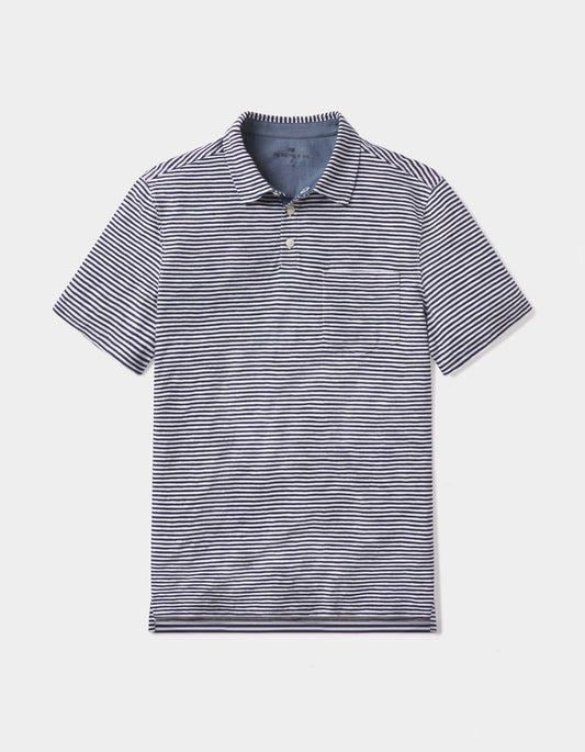 Vintage Slub Pocket Polo in Navy Stripe